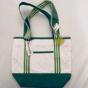 Aeropostale green yellow white canvas dual handle tote